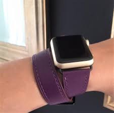 Black Apple Watch With Gold Band Rasin Purple Double Wrap Apple Watch Band By Juxli Home Handmade Stylish Leather Strap With Rose Apple Watch Bands Apple Watch Double Tour Apple Watch Band