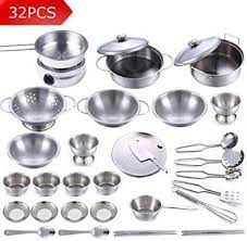 Most kitchen sets come with all the appliances kids need to get cooking, but the extras they need to serve up the grub are sold separately. Aodicon Stainless Steel Children Kitchen Toys Miniature Cooking Set Simulation Tableware Toy Pretend Play Cook Toy For Kids Gift 32pcs Stainless Steel Children Kitchen Toys Miniature Cooking Set Simulation Tableware Toy