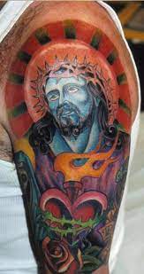 Ver más ideas sobre tatuaje sagrado corazon, tatuajes, tatuaje san miguel arcangel. Tatuaje A Color De Jesus Y La Corazon Sagrado Tattooimages Biz
