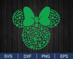 Disney Minnie Mouse Icon Green Shamrocks St Patrick S Day Svg Files Creativeusarts