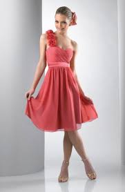 Rosette One Shoulder Short Bari Jay Bridesmaid Dress 102