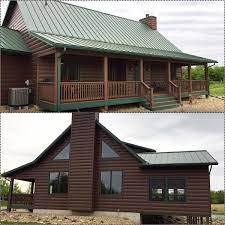 Im building my home and trying to work out colours. Green Roofs And Great Savings Log Cabin Exterior Green Roof House Cabin Exterior Colors
