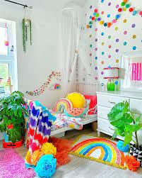 Pin By Casey Hall On Home Decor Rainbow Room Kids Girls Rainbow Bedroom Bright Kids Room