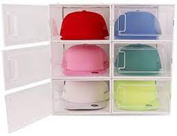 Amazon Com Boxy Concepts Hat Organizer For Baseball Caps Pack Of 6 Transparent Durable Hat Storage Box With Click Hat Storage Hat Holder Hat Organization