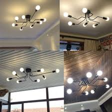 Ensure that the electricity has indeed been disconnected by using a. Industrial Vintage 8 Lights Semi Flush Ceiling Light Vintage Wrought Iron Large Black Chandelier Ceiling Lamp For Dining Room Kitchen Living Room Lighting Home Kitchen Pendant Lights
