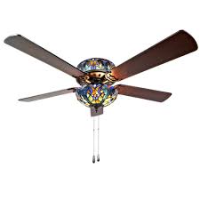 Featured sales new arrivals clearance home improvement advice. River Of Goods Halston 52 In Blue Tiffany Stained Glass Led Ceiling Fan With Light 20064 The Home Depot