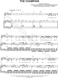 Große auswahl & kostenloser versand! Carrie Underwood The Champion Sheet Music In G Minor Download Print Sku Mn0181063