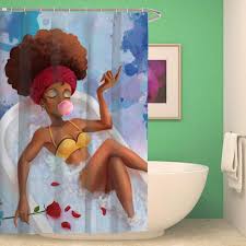 Black Art Shower Curtains Chengsan African American Afro Black Women Art Shower Curtainsexy Bikini Black Woman Lying On The Bathtub African American Afro Female Art Shower Curtain Sets
