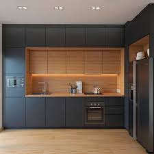 2019 New Modern Wooden Veneer Matt Lacquer Finished Black Kitchen Cabinet Designs Https M Alibab In 2020 Kitchen Design Modern Kitchen Design Modern Kitchen Cabinets