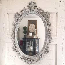 Distressed Oval Mirror White Shabby Chic Decorative Nursery Vintage Wall Mirror Vintage Mirrors Ornate Mirror Baroque Mirror