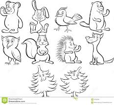 Animais Bonitos Da Floresta Dos Desenhos Animados Do Livro Para Colorir Ilustracao Do Vetor Ilustracao De Comico Esquilo 87559581
