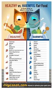 Printable Guide On Healthy And Harmful Cat Food Http Blog Cityleash Com Healthy And Harmful Foods For Cats Kitten Care Pets Cat Care