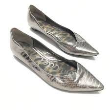 Sam Edelman Size 6 5 Isador Pointed Toe Flats Silver