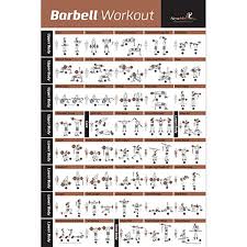 barbell workout exercise poster laminated home gym weight lifting chart build muscle tone tighten strength training routine body building