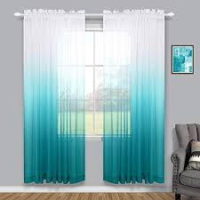 Sleeve valances are 42 wide by 7.5 deep with a 3 rod pocket!*. Reversible Ombre Curtains Teal White Sheer Window Curtain Panel 2 Faux Linen Semi Sheer Curtains For Bedroom Decor Kid Nursery Living Room 52 X 84 Inch Length Gradient Aqua Blue Turquoise Teal Green Pricepulse