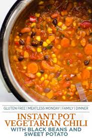 Black Bean And Sweet Potato Soup Instant Pot Instant Pot Sweet Potato Black Bean Chili Recipe Food Recipes Cooking Recipes Vegetarian Recipes