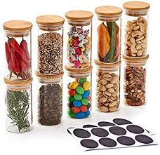 Food, gift giving, organising your pantry, and more with this set of four 500ml bormioli rocco quattro stagioni storage jars. Amazon Com Ezoware 10 Bottles Glass Jar Set Extra Small Air Tight Canister Storage Containers With Natural B Glass Jars Clear Glass Jars Glass Jars With Lids