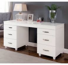 Only one disadvantage is it does not have drawers. Verviers White Wood Vanity Desk By Furniture Of America