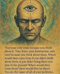 Your past only exists because you think about it. Your fears, your  frustrations, only exist because you think about them, Where would they  come from if you didn't think about them, if
