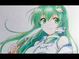 東方描いてみた 東風谷早苗 コピック youtube キャラクターアート 東方 かわいい 東方 早苗