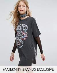 Missguided Maternity Rock Band T Shirt Kleid Asos
