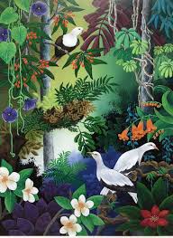 Rainforest Doves By Johanna Hildebrandt Paintings For Sale Bluethumb Online Art Gallery Jungle Art Tropical Art Mural Art
