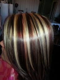 Cold highlights for brown hair. Red Blonde Brown Highlights Lowlights Red Blonde Hair Hair Highlights Hair Styles