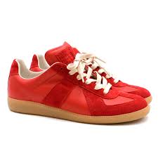 Shop vintage and contemporary maison martin margiela shoes from the world's best fashion stores. Maison Margiela Red Calfskin Suede Replica Sneakers Hewi