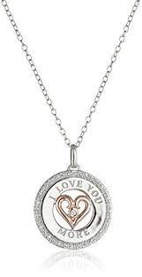 Sterling Silver I Love You More Pendant Necklace With Rose Gold Plating And Roundcut Diamonds Pendant Necklace Womens Jewelry Necklace Sterling Silver Heart
