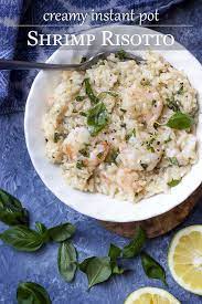 Creamy Lemony Pressure Cooker Shrimp Risotto Just A Little Bit Of Bacon Recipe Shrimp Risotto Seafood Risotto Risotto