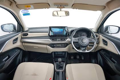 Premium beige and wood-accented cabin features of the Suzuki Dzire AGS., AI generated