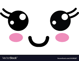 Kawaii Cute Happy Face With Mouth And Cheeks Vector Illustration Download A Free Preview Or High Quality Adobe Illustrator Kawaii Faces Emoji Drawings Kawaii