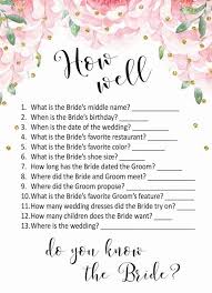 Bridal Shower Game How Well Do You Know The Bride Printable Etsy Bridal Party Games Wedding Bridal Party Gifts Printable Bridal Shower Games