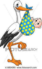 Storch Mit Neugeborenes Baby Clipart K15604065 Baby Storch Basteln Storch Baby Baby Malerei