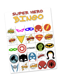 Super hero mask template printable. Free Printable Super Hero Bingo Party
