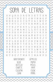 Conoce los 10 juegos más divertidos para la fiesta. Juegos De Baby Shower Sopa De Letras Juegos Baby Shower Nino Dinamicas Para Baby Shower Juegos Para Baby Shower