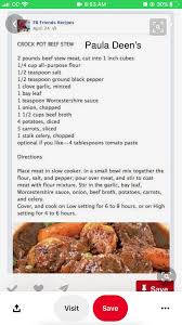 Paula Deen S Crockpot Beef Stew Beef Stew Crockpot Paula Deen Recipes Crockpot Recipes Beef Stew