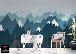 Mountain Wall Decals Nursery Baby Room Navy Blue Ombre Wall Art Repositionable Woodland Wall M Mountain Wall Decal Mountain Wall Decal Nursery Baby Room Decals