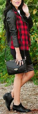 Jack By Bb Dakota Hughes Black And Red Plaid Moto Jacket Flare Sleeve Dress Vegan Leather Jacket Black And Red