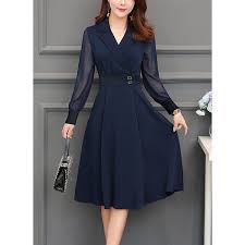 Maybe you would like to learn more about one of these? Solid Long Sleeve Knee Length A Line Dress 1955340815 Classy Dress Trendy Dresses A Line Dress