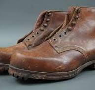 Original German WWII Late War Leather Ankle Boots