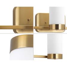 A bath sconce for every style. Elevate Collection Three Light Brushed Bronze Etched White Glass Mid Century Modern Bath Vanity Light P300022 109 Progress Lighting
