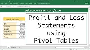 Making Profit And Loss Statements In Excel Using Pivot