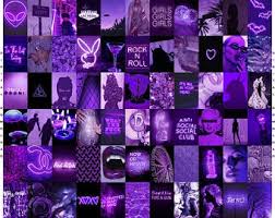 Quote, purple background, purple sky, vaporwave, golden aesthetics. Purple Wall Collage Etsy
