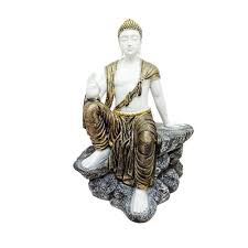 Various buddha statues and other buddhist statues in clay and resin with painted and different colour finishes. Gautam Buddha Statue Resin Lord Buddha Statue With Energy Circle Background Manufacturer From Ghaziabad