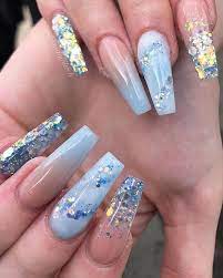 72 Beautiful Blue Acrylic Nails Ideas That Are Trending This Year Ombre Nails Glitter Ombre Acrylic Nails Blue Acrylic Nails