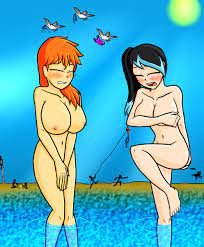 2girls ass breasts embarrassed embarrassed nude female enf naked  nipples nude public public nudity 