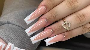 V Tip French Long Acrylic Nails Youtube French nail classical white tip perfect for daily. v tip french long acrylic nails