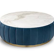 Calypso round end table features a hand rubbed color. Lounge Dinner Round Coffee Table With White Marble Top For Sale At 1stdibs