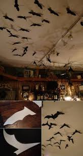 Black Bats Hanging From The Kitchen Ceiling Halloween Cubicle Diy Halloween Decorations Halloween Office